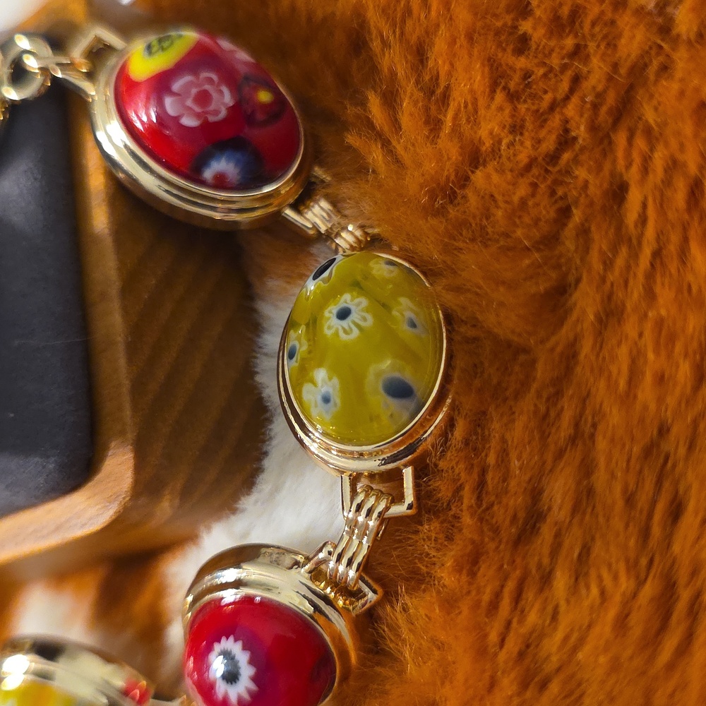 Nwt RUSH Gold Colorful Floral Bracelet - Picture 2 of 6